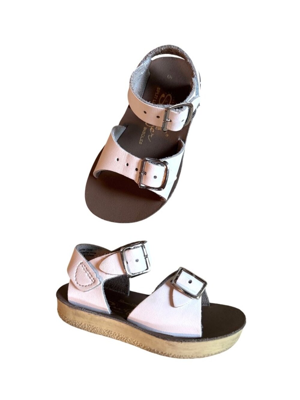 Toddler 5 Sun-San Surfer White Leather Salt Water Sandals
